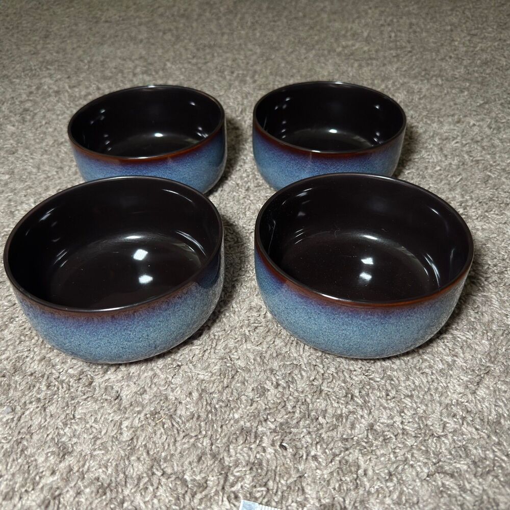 Luzerne Handcrafted Bowls Set of 4 Blue Rustic 2306 Glaze Ombre Dinnerware LOT
